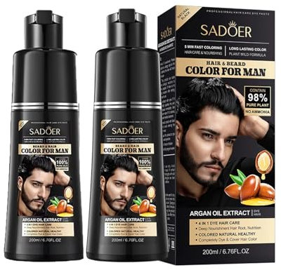 Black Hair Shampoo, Black Dye Shampoo, Black Hair Dye Shampoo 4 IN 1, Shampoo Mit Schwarzem Farbstoff, Schwarzes Haarfärbeshampoo, Schwarzer Haarfarbstoff (2PC)