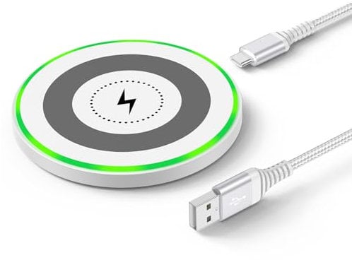 Wireless Charger, Wireless Charging Pad Qi-Certified 15W Max for Google Pixel 9/8a/7/6 Pro, Samsung Galaxy S25 Ultra/S24/S23+/S22/S21/S20/S10/S9/Note 20/10/Z Flip 6/5/4, iPhone 16/15/14/13/12 Pro Max