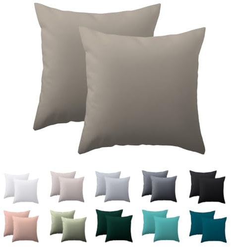 Nesture Kissenbezug 40 x 40 2er Set - kopfkissenbezug 40x40 cm Taupe, 100% Mikrofaser kissenbezüge mit Reißverschluss, Weich und Bügelfrei
