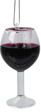 Kaemingk Christbaumschmuck Glas 7,9cm - Weinglas Figur zum Aufhängen - Weihnachtsbaum Anhänger für Weihnachten - Christbaumanhänger & Weihnachtsbaumschmuck - Wein Bordeaux Klar