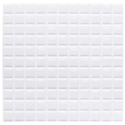 Yoillione Piastrelle adesive 3D a mosaico per bagno, piastrelle bianche per paraschizzi, piastrelle da cucina, carta da parati, piastrelle, adesivi da parete, in vinile, autoadesivi, 4 fogli