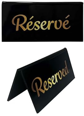 Chevalet de table en PVC noir Réservé - Reserved dimensions 10 x 5 cm - Lot de 10