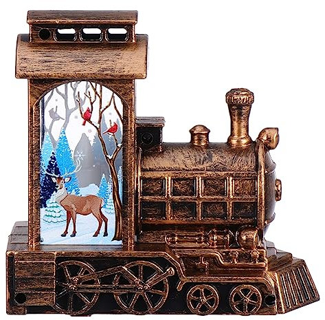 CAXUSD Led Weihnachtsdeko Windlicht Mit Led-beleuchtung Energiesparende Tischlampe Im Zug-design Farbwechselnd Für Innen Romantische Weihnachts Neujahrsdekoration