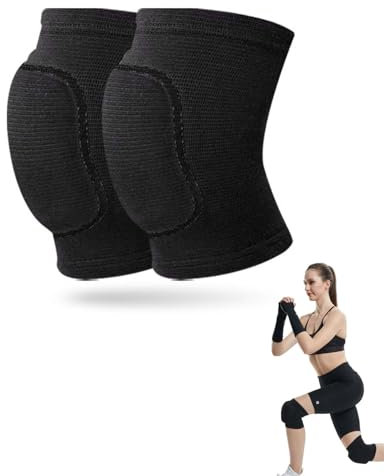 FDCGAS Ginocchiere da pallavolo,1 paia di ginocchiere,doppia ginocchiera stretch, cinturino morbido tutto nero, maniche traspiranti per danza pallavolo calcio yoga tennis ciclismo jogging