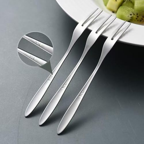 6PCS 304 Elegant Stainless Steel Escargot Forks Set - Premium Quality for Desserts, Fruit Salads, Appetizers, and More - Rust-Resistant, Dishwasher Safe, Mirror Polished Silver Finish (Silver)
