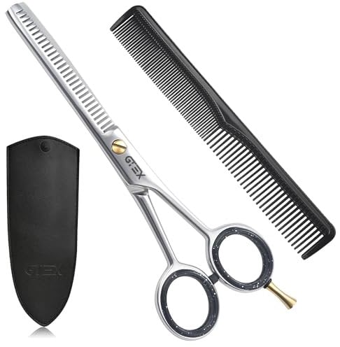 GTEX Forbici Per Sfoltire i Capelli – Set Professionale Di Forbici Da Taglio Per Capelli – 6,5 pollici Premium Forbice Taglio Capelli Con Pettine E Custodia In Pelle
