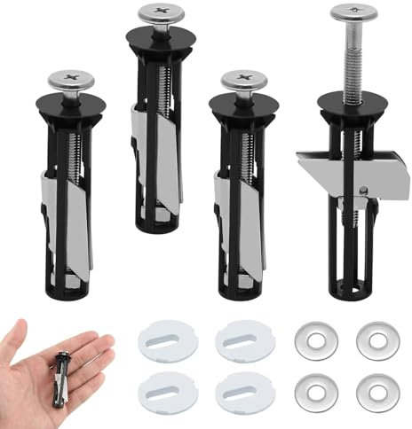 4 Pack Toilet Seat Fittings, Toilet Seat Screws, Toilet Seat Fixings, Stainless Steel Toilet Seat Fixings for Top Lid Hinges, Toilet Seat Fittings and Fixtures Universal Replacement Parts