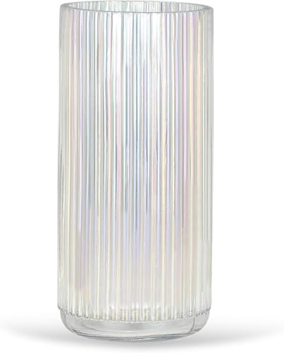 Anquephd Bunte Zylindrische Vase Modernes Design für Blumenarrangements - Glas Bodenvase - Perfekte Vertikale Dekoration - Hochwertige Blumenvase (Bunt 25 cm)