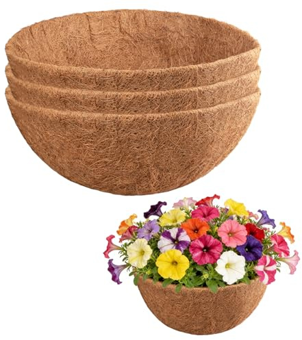 Forros para cestas colgantes, forros de coco natural para macetas, forros de repuesto de coco para cesta colgante, forro de fibra de coco montado en la pared para macetas de jardín (paquete de 3, 12