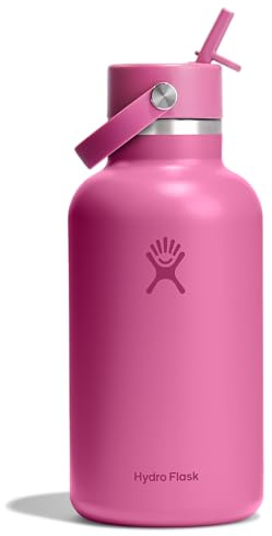 Hydro Flask Wasserflasche – Isolierter Edelstahl – breiter Trinkhalm-Deckel, auslaufsicher, auslaufsicher und nachfüllbar, 1,8 l, Riffrosa
