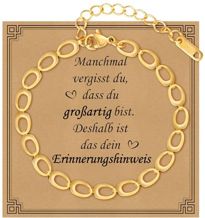 Gamtic Armband Damen Verstellbare Edelstahl Armband - Wasserfest Edelstahl Vergoldet Elegantes Originales Ketten-Armbänder für Valentinstag Geburtstag Muttertag Freundschaftsarmbänder (Vergoldet)