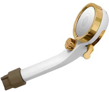 WHAMVOX Handbrausekopf mit Druckverstärkung und Wasserstoppfunktion Verstellbar aus Abs und Edelstahl Komfortabler Griff für Badezimmer und Hotels Goldfarben