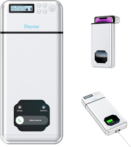 Dayear Metal Phone Lock Box, Safe Timed Lock Box for iPhone/Android, phone prison with Timer, Phone Jail Help Kids/Adults Self-Control/Silver