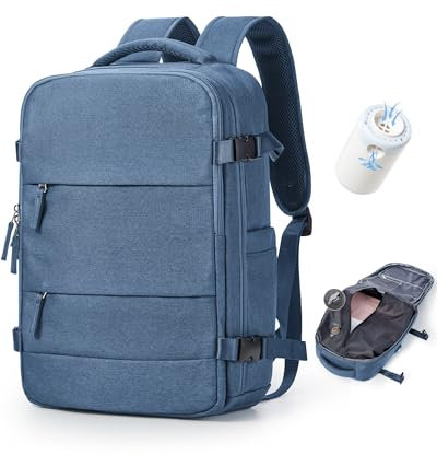 BJLFS Sac à dos sous vide avec pompe Ryanair Wizzair 40x30x20 Femme Sac Cabine Avion 40x30x20 pour Ryanair Bagage Cabine 45x36x20 Easyjet Bagage à Main Sac pour Ordinateur Portable Homme Bleu