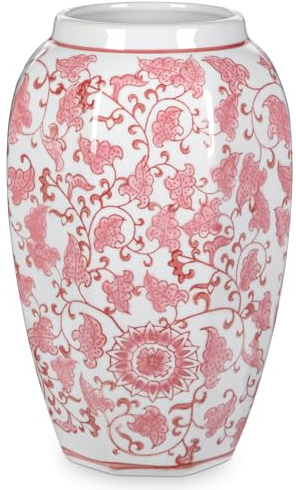 Keramik Vase Weiß und Blau für Blumendekoration Blumenvasen Deko Vase für Pampasgras Blumen, Tischdeko, Trockenblumen Deko Vasen für Wohnzimmer, Bürodeko, Modernes Dekoratives Vasen