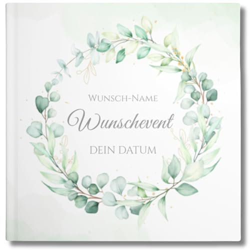 YMEMOS Gästebuch personalisiert mit Namen und Datum blanko zum Ausfüllen - personalisiertes Erinnerungsalbum Erinnerungsbuch mit Leere Seiten (80 Seiten/40 Blatt)