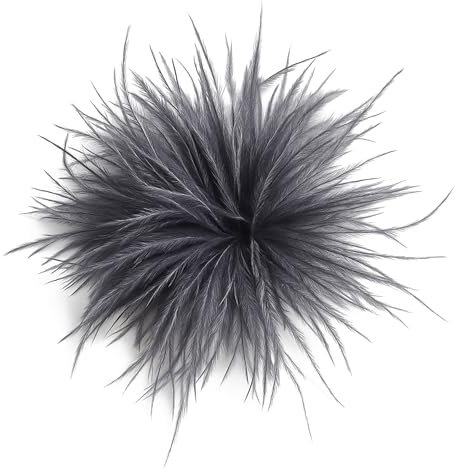 Baesics Feder Brosche Anthrazit - Damen Fluffy Straußenfeder Anstecker Vintage Stil Hutaccessoire Braut Hochzeit Party Fasching Haarclip Fascinator für Blazer Kleid Jacke – Boho Blumen Design