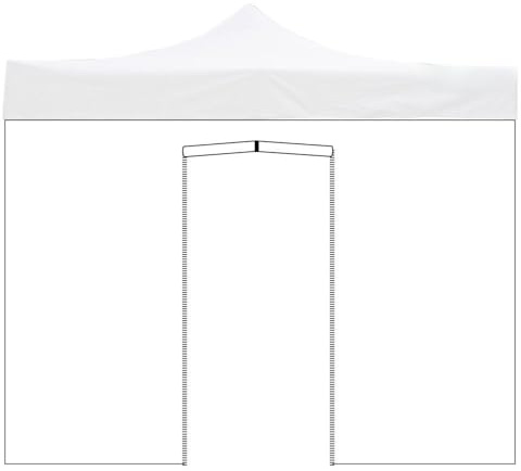 Market-Pro Seitenplane 3 x 2 m, weiß, wasserdicht, mit Tür zum Aufrollen, für Pavillon
