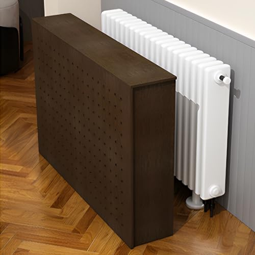 Cache Radiateur avec Trous de Ventilation, Etagere Radiateur et Conduit D'eau Disgracieux, Cache Chauffage Marron pour Chambre a Coucher(60 * 60cm/24 * 24in)