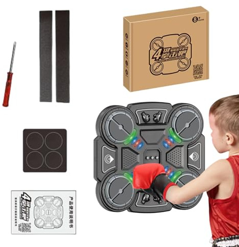 Musikalischer Boxsimulator | Elektronische Fitnessgeräte zur Wandmontage, intelligenter Boxtrainer, für Kinder, Teenager, Mädchen, Erwachsene, Frauen, Männer für Fitnessstudio und Zuhause