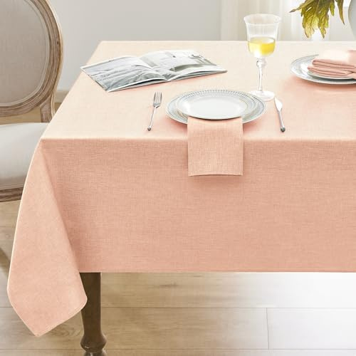 Softalker Tischdecke Rosa rechteckig 240 x 140 cm Outdoor Tischdecken abwaschbar Frühling Gartentischdecke Tischtuch Tischwäsche Wohnzimmertisch Table Cloth für Camping, Garten, Hochzeiten, Geburtstag
