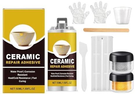 Food Safe Porcelain Repair Kit - Strong Adhesive Glue, Crack Fix with Permanent Bond, Bowl Restoration with Easy Application, Ceramic Sealant for Dinnerware, Glue Kit for Vase Sculpture
