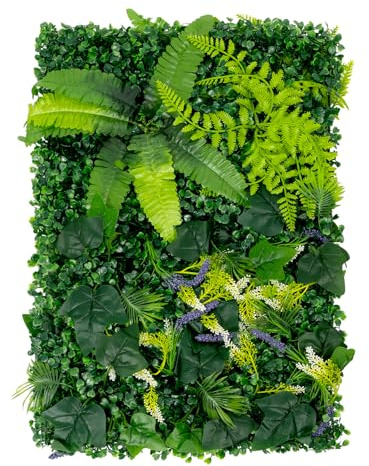 Linanty 6 Stück Pflanzenwand, 40 * 60 cm Kunstpflanzen Wand, Blumenwand, Kunstpflanzen Hintergrund Wand, für Zuhause, Gartendekoration