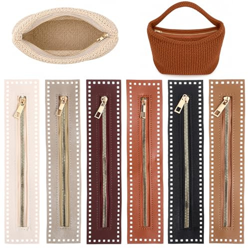6 Stk Reißverschluss mit Löchern zum Häkeln 6 Farben PU Leder Reissverschlus Häkeln 27cm Lang Leder-Näh-Reißverschlussrahmen Reissverschlus zum Häkel Taschenreißverschlüsse für DIY Häkeltaschen Nähen