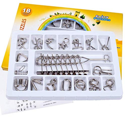 Gracelaza 18 Piezas Juguetes Mágicos de Alambre de Metal Set - 3D Rompecabezas Brain Teaser Puzzle - IQ Inteligencia Juguete Educativo - Juego Niños y Adolescentes