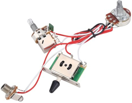 Pre-Wired Guitar Harness Kit 3 Way Switch Tone Volume 500K with 0.94 Inch Base
