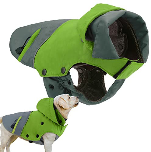 PETLOFT Hundewinterjacke, Reflektierende Hundewinterjacke Winddicht Warme Fleecejacke für Draußen Hundewinterjacke mit Herausnehmbarem Fleecefutter (XL, Grün)