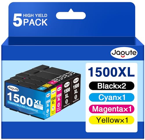 5 Pack 1500XL Ink Cartridges Multipack Compatible with Canon 1500XL | PGI 1500XL PGI-1500 Ink Cartridges Black and Colour for Maxify MB2050 MB2150 MB2155 MB2350 MB2300 MB2000 MB2755 MB2750
