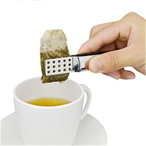 Ogquaton Pinces à thé en acier inoxydable, pinces à presser pour sachets de thé Outils de barre de cuisine utiles et pratiques