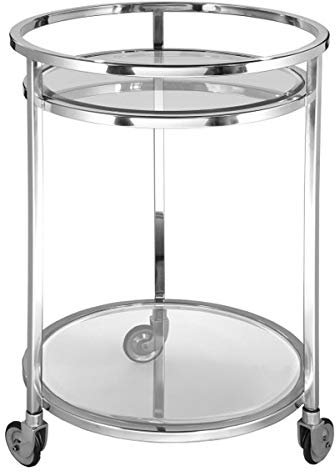 Fink - Siena - Barwagen - Rund - Edelstahl/Glas - Klar/Edelstahl - H: 80 x D.55cm