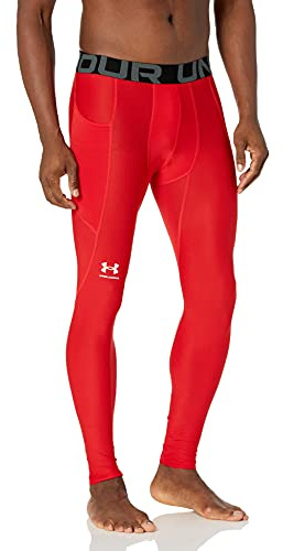 Under Armour Herren HeatGear Armour Leggings Hose, Rot (600)/Weiß, Klein