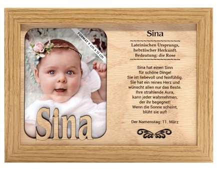 power gift SINA - Bilderrahmen mit Namen. Deko Fotorahmen zum Aufstellen oder Aufhängen. Portraitrahmen. Foto, Bild. Einmaliges Geschenk für jeden Anlass.