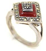 PH Damen-Ring Sterling-Silber 925 Markasit orange Karneol Größe L 1/2