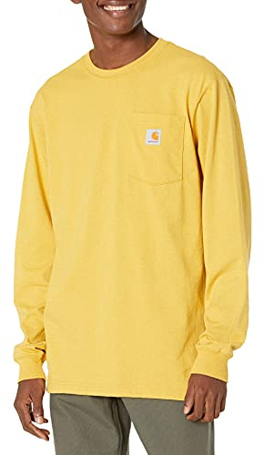 Carhartt Men's Loose Fit Heavyweight Longsleeve Pocket Tshirt, Dijon Heather, XL