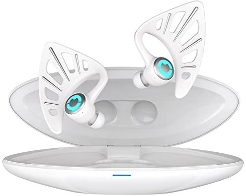 YOWU Elfen-Ohr-Kopfhörer, kabellose 5.0-Kopfhörer, 10 Farben, RGB-Effekte mit App-Steuerung, Dual-Mikrofon-Rauschunterdrückung, IPX4 wasserdicht, Elfen-In-Ear-Ohrhörer mit Ladehülle (Frostweiß)