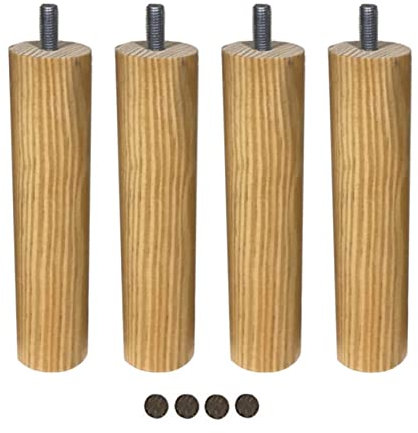 MOBILIARIOCLICHI Füße für Lattenrost und gepolsterte Füße, in verschiedenen Größen und Farben (Natur, 4 Stück, 25 cm)