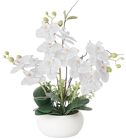 Kunstpflanze Orchideen Künstliche Deko Blumen Kunstblumen Wie Echt Mit Real-Touch Blüten im Keramiktopf Tischdeko Fensterbank Deko, Höhe 35cm