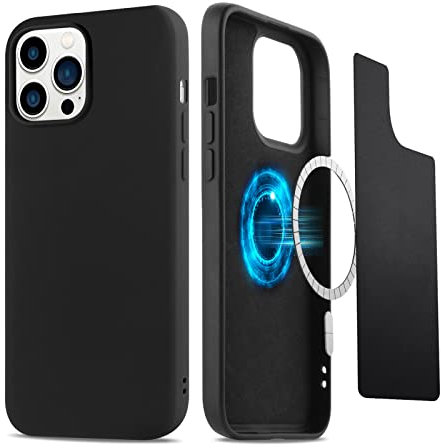 Yoedge Cover Magnetica per Apple iPhone 14 Pro 6,1, Squishy Silicone Liquido Custodie per Cellulari Compatibile con MagSafe, Antiurto Nera Originale Cover Case per iPhone14 Pro, Tinta Unita