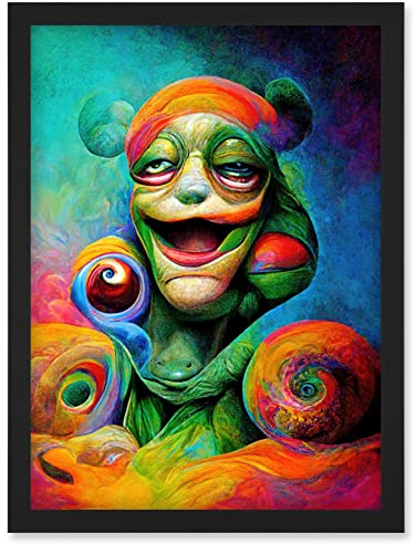 Doppelganger33 LTD Psychedelic Stoned Clown Trippy Colourful Artwork Framed Wall Art Print A4
