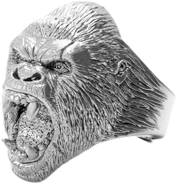 Gorilla Ring für Männer, Angry Orang-Utan Ring Big Monkey Ring, Hip Hop Biker Herrenmode Domineering Punk Ring, Vintage Tierring Schmuck Geschenk für Männer Jungen