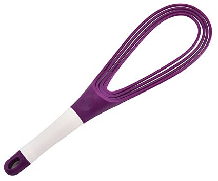 EdirFtra Whisks, Rotatable Folding Kitchen Egg Beater, Flat Whisk, 29cm Heat Resistant Kitchen Whisks for Blending, Whisking, Beating, Frothing & Stirring, Can be Suspended, Saving Space,D