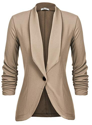 UNibelle Blazer Long de Sport élégant pour Femme, Manches 3/4, Veste de Travail, Coupe cintrée, Veste Longue Festive, Kaki foncé, M