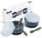 Navik | Set bol ventouse pour bébé avec couvercle en silicone et cuillere bebe apprentissage | bol bebe et cuillère bébé | set repas | bleu et vert