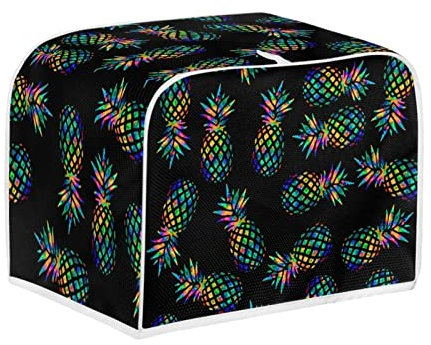 Dolyues Cubierta para tostadora de piña, horno tostador universal con asa superior para tostadora estándar de 2 rebanadas de frutas tropicales impresas, cubierta para electrodomésticos