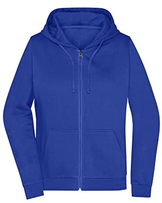 James & Nicholson Damen Basic Kapuzen-Sweatjacke - Leicht taillierte Sweatjacke mit Kapuze | Farbe: Dark-royal | Grösse: M