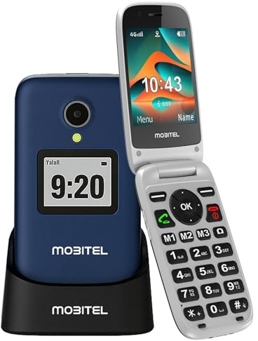Mobitel 8010 4G Flip Phone for Elderly Big Button Mobile Phone for Seniors SIM Free Unlocked Senior Mobile Phone with SOS Emergency Button Charging Dock Loud Speaker Large 2.8 Display Easy to Use